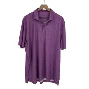 Johnnie-O Crest Taffy Polo Golf Shirt Mens XL Pink Print Stretch Active UPF 50